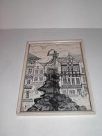 Gesigneerde pentekening De Hand Antwerpen. Van kunsthandel, Ophalen of Verzenden
