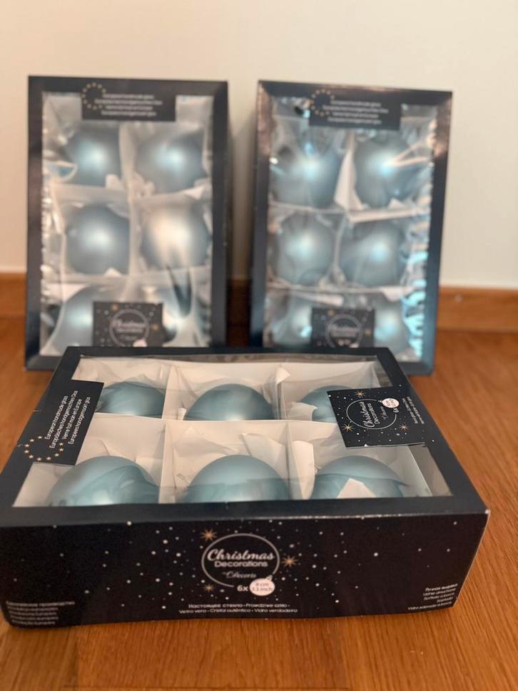 Glazen kerstballen 18st. - aquablauw, Diversen, Kerst, Zo goed als nieuw, Ophalen of Verzenden