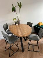 Ovale bartafel + bijpassende krukken (set), Huis en Inrichting, Tafels | Eettafels, Ophalen, Eikenhout, Zo goed als nieuw, Vier personen