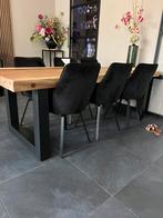 Zwarte draaibare velvet stoelen eetkamerstoelen, Zwart, Ophalen of Verzenden, Zo goed als nieuw, Vijf, Zes of meer stoelen