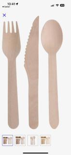 Wegwerp bestek en borden, Ophalen of Verzenden, Zo goed als nieuw, Hout