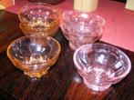 Zes oude roze bowl glaasjes, Antiek en Kunst, Antiek | Glas en Kristal, Ophalen of Verzenden