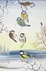 Schilderij Ari Stolk (1934-2017)  - Gouache - Mezen VERKOCHT, Antiek en Kunst, Ophalen of Verzenden