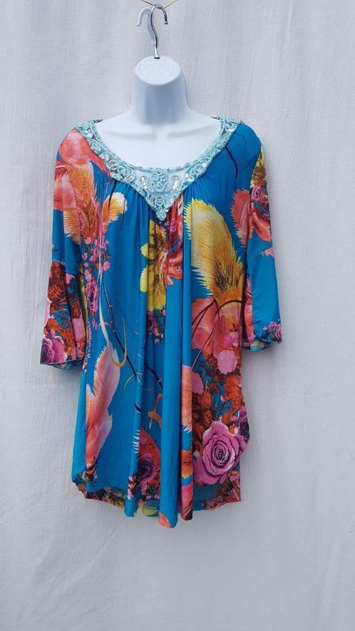 Gave vrolijke (hippie) jurk, pailletjes. mt M. Made in Italy, Kleding | Dames, Jurken, Zo goed als nieuw, Maat 38/40 (M), Ophalen of Verzenden