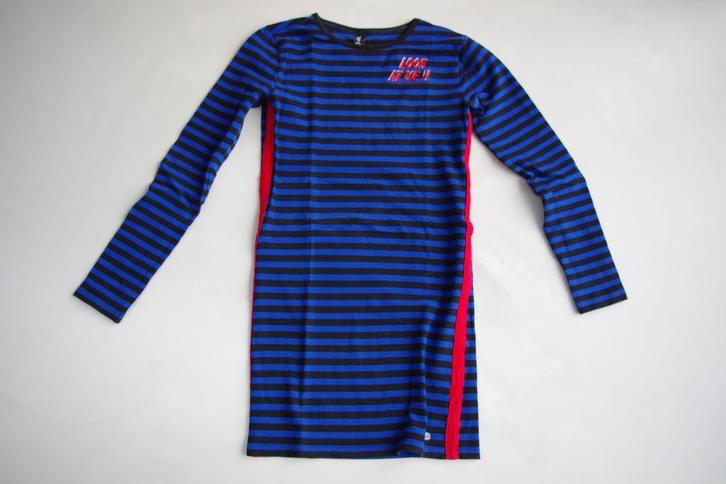 Jill (winter) jurk maat 146-152 (blauw met zwarte strepen)., Kinderen en Baby's, Kinderkleding | Maat 152, Zo goed als nieuw, Meisje