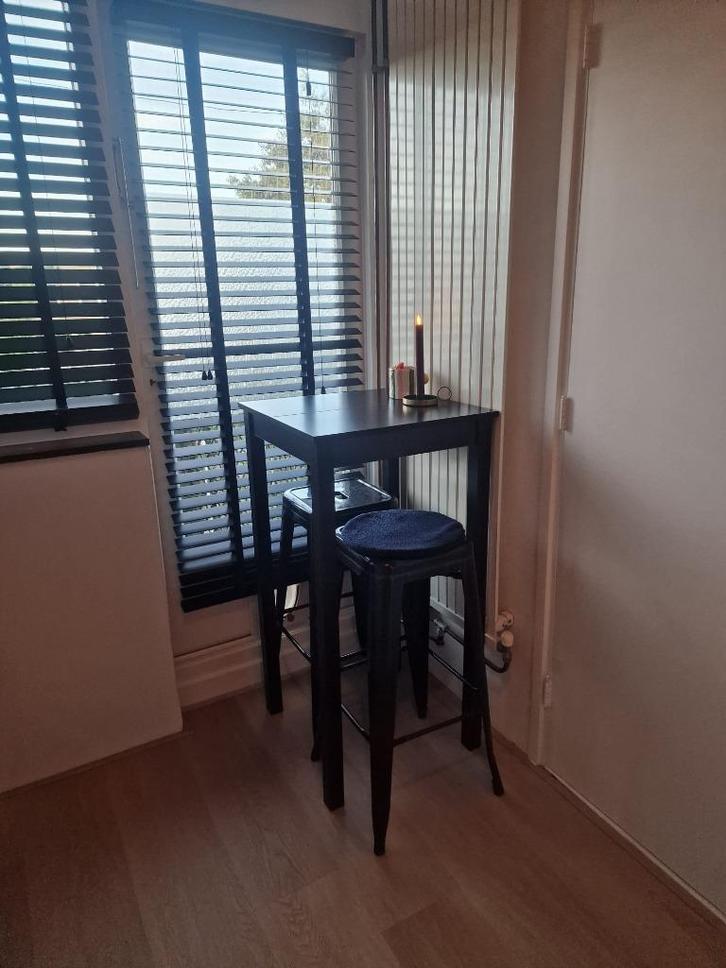 Bartafel 55x55x107 cm MDF zwart, Huis en Inrichting, Tafels | Statafels, Zo goed als nieuw, Ophalen