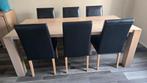 Eettafel met 6 stoelen opknapper, Ophalen, Gebruikt, Eikenhout, 200 cm of meer