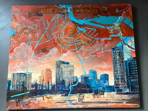 Mooi schilderij van Mattijs Werner “Amsterdam”, Antiek en Kunst, Kunst | Schilderijen | Modern, Ophalen