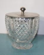 geslepen kristallen pot met zilveren deksel met monogram, Ophalen of Verzenden