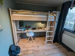 Steigerhouten Hoogslaper met Bureau - 6 tot 14 jaar, Huis en Inrichting, Slaapkamer | Stapelbedden en Hoogslapers, Ophalen, Eenpersoons