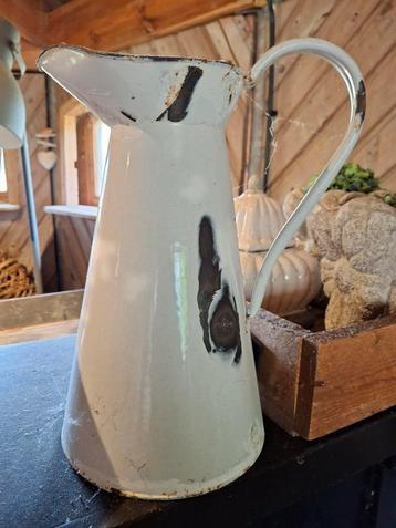 Oude Emaille Kan - Brocante Stijl beschikbaar voor biedingen