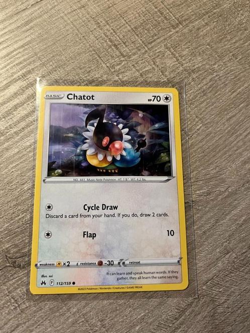 Chatot 112/159 Crown Zenith - Pokémon Kaart, Hobby en Vrije tijd, Verzamelkaartspellen | Pokémon, Nieuw, Losse kaart, Ophalen of Verzenden