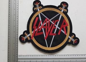 Slayer  zeer mooie shaped embroidered pentagram backpatch  beschikbaar voor biedingen