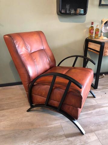 Fauteuil bruin-cognac kleur