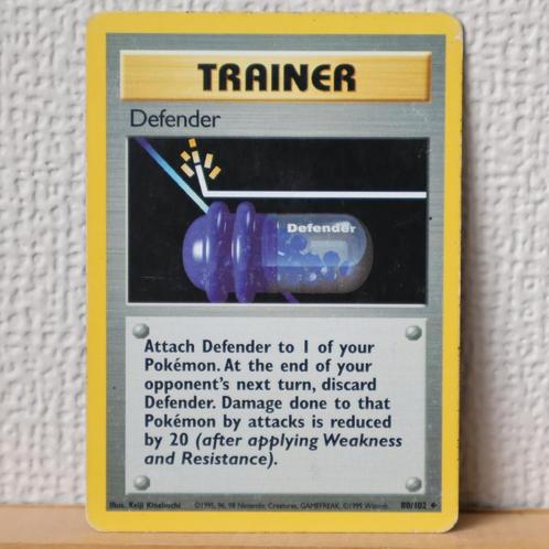 Pokémon Defender Trainer Base Set 80/102, Hobby en Vrije tijd, Verzamelkaartspellen | Pokémon, Zo goed als nieuw, Losse kaart