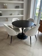 Zwarte ronde jysk tafel doorsnee 110cm hout en kunststof, Ophalen, Kunststof, Gebruikt, Rond