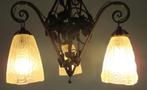 art deco smeedijzeren lamp met drie kappen Donna Paris 13, Ophalen