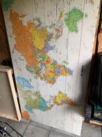 Wereldkaart op hout bedrukt ong.130x70, Ophalen of Verzenden