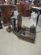Oer 09039 antieke bascule op messen met gewichten, Antiek en Kunst, Curiosa en Brocante, Ophalen