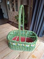 Vintage rieten flessenmand, Gebruikt, Mand, Ophalen of Verzenden, Riet
