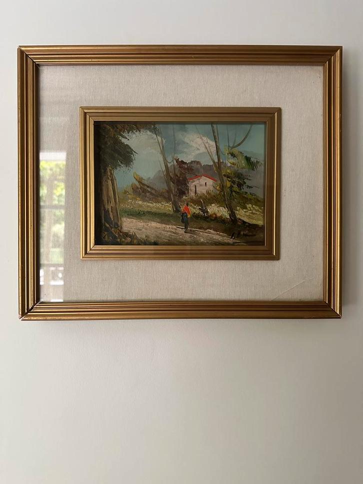 Vintage Olieverf Berglandschap, Italiaans, Antiek en Kunst, Kunst | Schilderijen | Klassiek, Ophalen