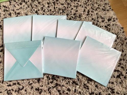 7 pakjes blauw/wit gevlamde Envelopen💥 14x14 cm, Hobby en Vrije tijd, Kaarten | Zelf maken, Zo goed als nieuw, Overige typen
