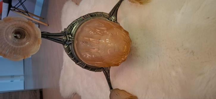 Antieke hanglamp art deco Maynadier/Degue lustre, Antiek en Kunst, Antiek | Lampen, Ophalen