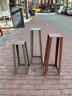 Vintage plaatstaal zuilen, plantentafel, Gebruikt, -, -, Ophalen of Verzenden