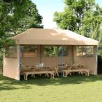 Partytent inklapbaar pop-up met 3 zijwanden beige, Tuin en Terras, Partytenten, Partytent, Minder dan 4 meter, Nieuw, Opvouwbaar