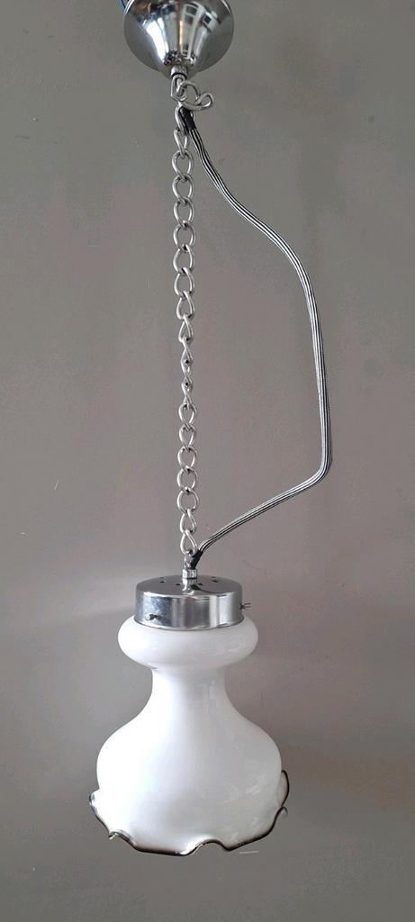 vintage hanglamp glas metaal Franse style. Jaren 60, Huis en Inrichting, Lampen | Plafondlampen, Gebruikt, Glas, Metaal, Verzenden