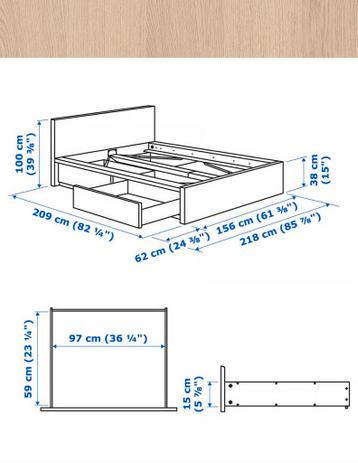 IKEA MALM bedframe in lichtgekleurd hout - afbeelding 3