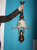 Hanglamp eikenhout met melkglas kap zgan, Huis en Inrichting, Lampen | Hanglampen, Ophalen of Verzenden, Zo goed als nieuw, 50 tot 75 cm