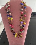 Kleurrijke lange parelketting vintage, Sieraden, Tassen en Uiterlijk, Kettingen, Ophalen of Verzenden, Zo goed als nieuw, Overige materialen