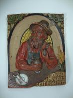 Duitser met bierpul en pijp | reliëf gemaakt van was, Ophalen of Verzenden