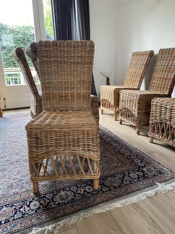 Stevige rieten eetkamerstoelen 6 stuks