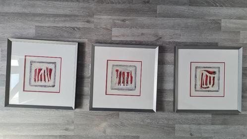 Modern drieluik met alu frame + glasplaat van lijstenmakerij, Huis en Inrichting, Woonaccessoires | Schilderijen, Tekeningen en Foto's