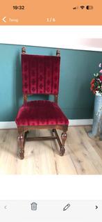 Antieke Eetkamerstoel met Rode velours Bekleding, Ophalen