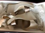 Gouden, leren sandalen Duo met beige sleehak mt 38, Overige kleuren, Nieuw, Duo, Sandalen of Muiltjes