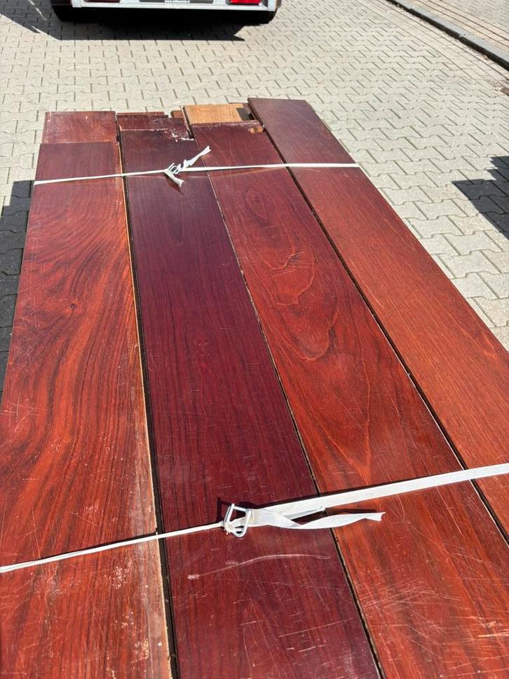 38 m2 massieve jatoba parketvloer . 18 cm breed 2 cm dik, Doe-het-zelf en Verbouw, Vloerdelen en Plavuizen, Gebruikt, Vloerdelen of -planken