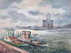 Sleepboten Dordrecht - olieverf, Ophalen of Verzenden