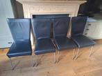 Set van 4 lederen eetkamerstoelen, Huis en Inrichting, Stoelen, Ophalen, Gebruikt, Vier