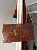 Vintage Croco Leren Schoudertas Bruin, Ophalen of Verzenden, Gebruikt, Bruin, Schoudertasje