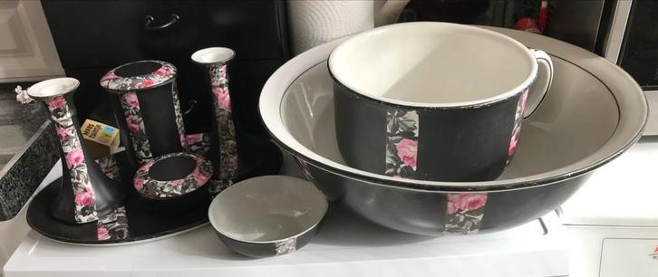 Art Deco Lampet Set Engels Rozen Wilkinson 8 delig, Antiek en Kunst, Antiek | Woonaccessoires, Ophalen of Verzenden