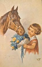 Fialkowska tekende dit Meisje met haar Paard, Verzamelen, Ansichtkaarten | Themakaarten, Verzenden, 1920 tot 1940, Ongelopen, Kinderen