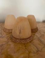 Vintage Lampenkapjes set/3, oranje/bruin, Huis en Inrichting, Wit, Rond, Ophalen of Verzenden, Zo goed als nieuw