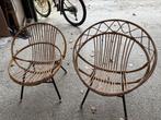 Retro rotan stoeltjes, Ophalen of Verzenden, Zo goed als nieuw, Bruin, Twee