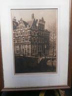 Prinsengracht Amsterdam, Mooie ets in mooi lijstje, Antiek en Kunst, Ophalen of Verzenden