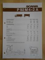 Scania P92 M 4x2 1984 Technische Specificatie Brochure P 92, Ophalen, Zo goed als nieuw, Overige merken, Scania