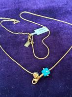Goudkleurig ketting met blauwe steen somini nieuw!, Overige materialen, Ophalen of Verzenden, Zo goed als nieuw, Met edelsteen