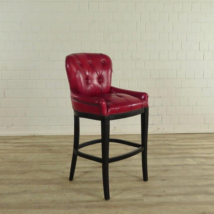 17528 Chesterfield Barkruk Leder Rood, Antiek en Kunst, Antiek | Meubels | Stoelen en Banken, Ophalen of Verzenden